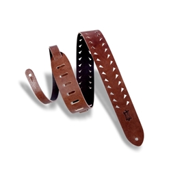 Levy's   M12TTV-BRN  Tiger Tooth Punch Out Premier Guitar Strap Brown