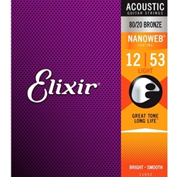 Elixir   11052  Light Acoustic 80/20/ Bronze Nanoweb Strings